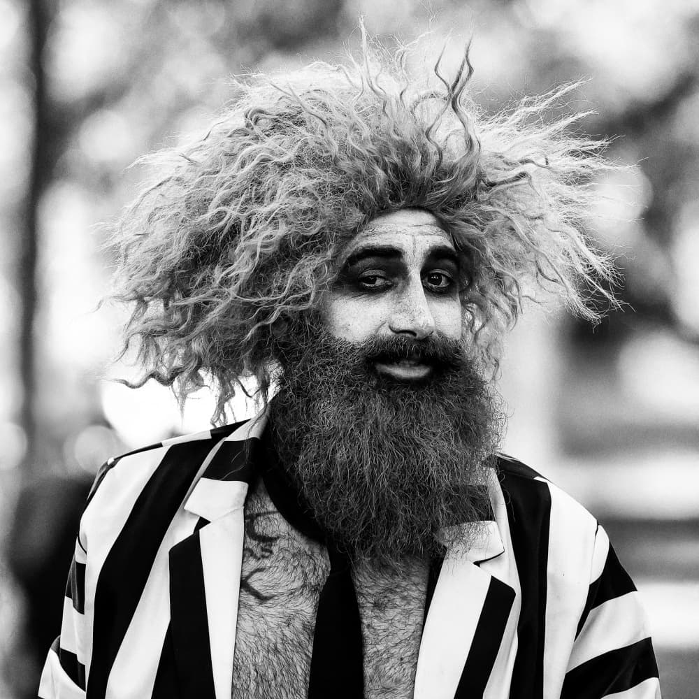 Bold Striped Character by Michael Burlak — canvas wall art