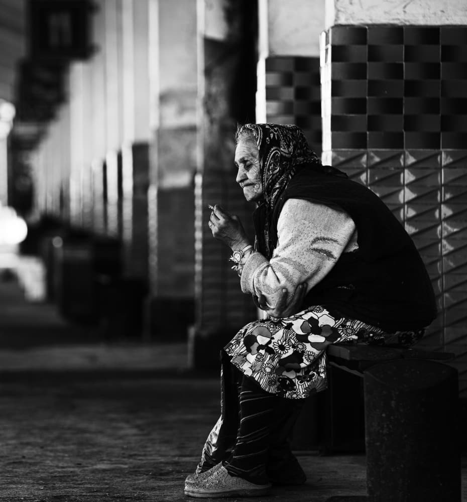 Pensive Old Woman by Julien Oncete — canvas wall art