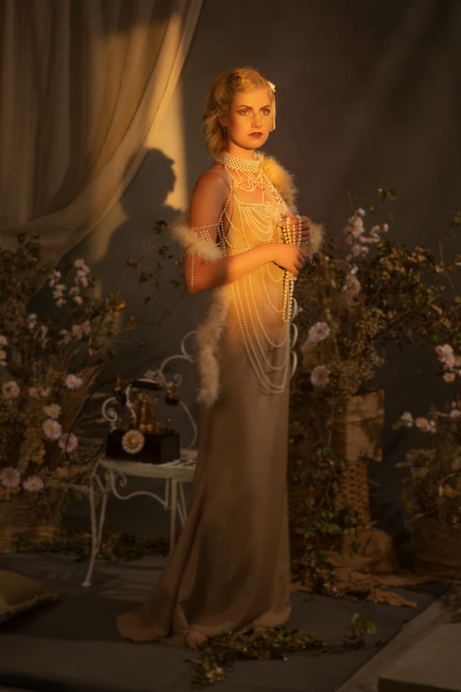 Flapper Era Elegance by Michaela Durisova — canvas wall art