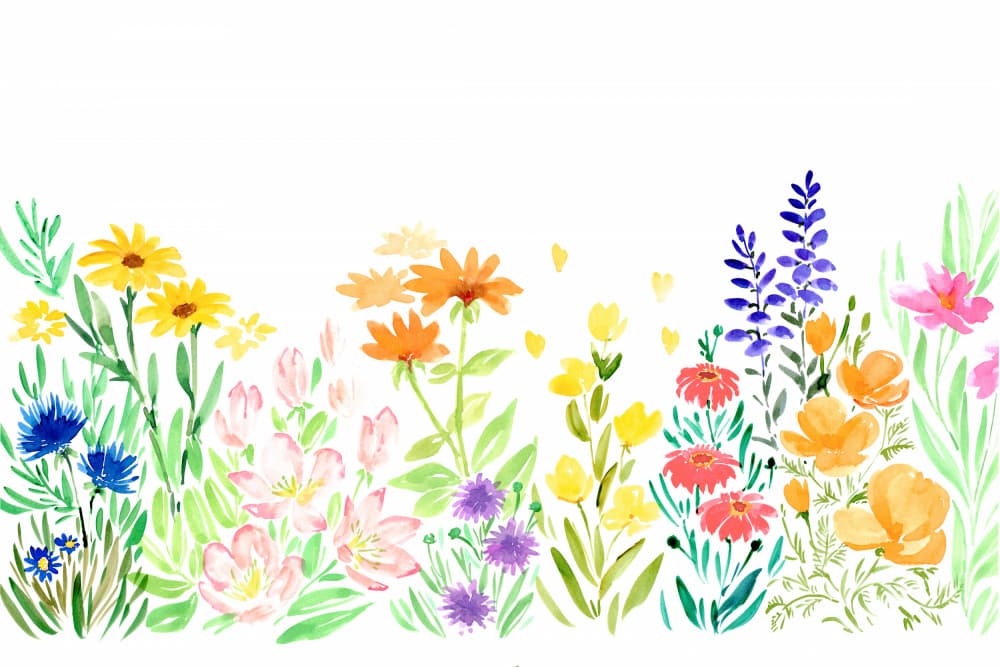 Colorful Wildflower Garden by Rosana Laiz Blursbyai — canvas wall art