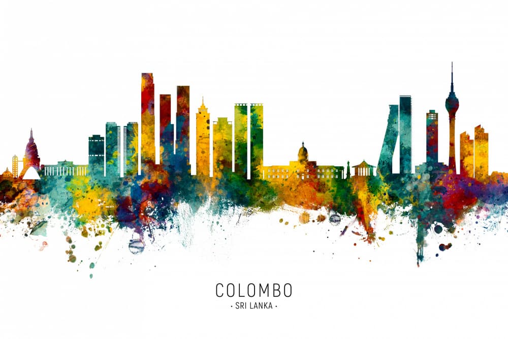Colorful Colombo Skyline by Michael Tompsett — canvas wall art