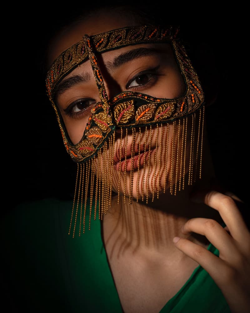 Golden Mask Gaze by Saeed Keramati — canvas wall art