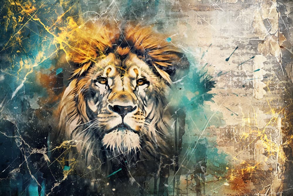 Majestic Lion Portrait by Rafal Kulik — canvas wall art