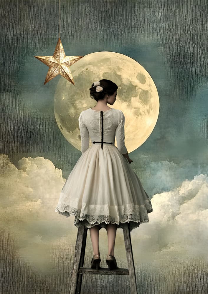 Moonlight Ladder Dream by Sue Skellern — canvas wall art