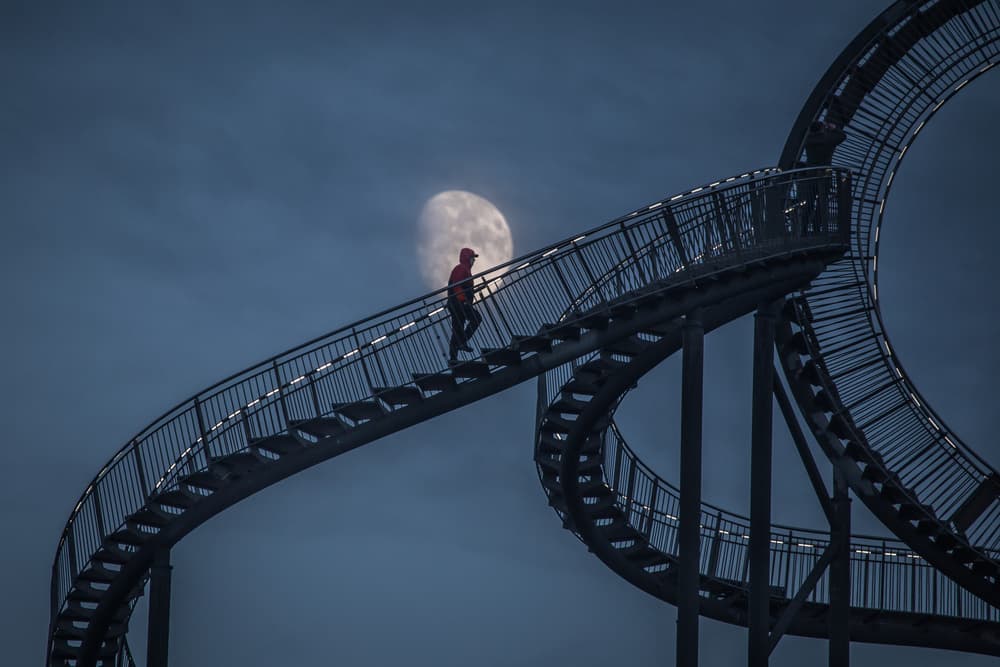 Moonlit Staircase Climb by Roelof de Hoog — canvas wall art