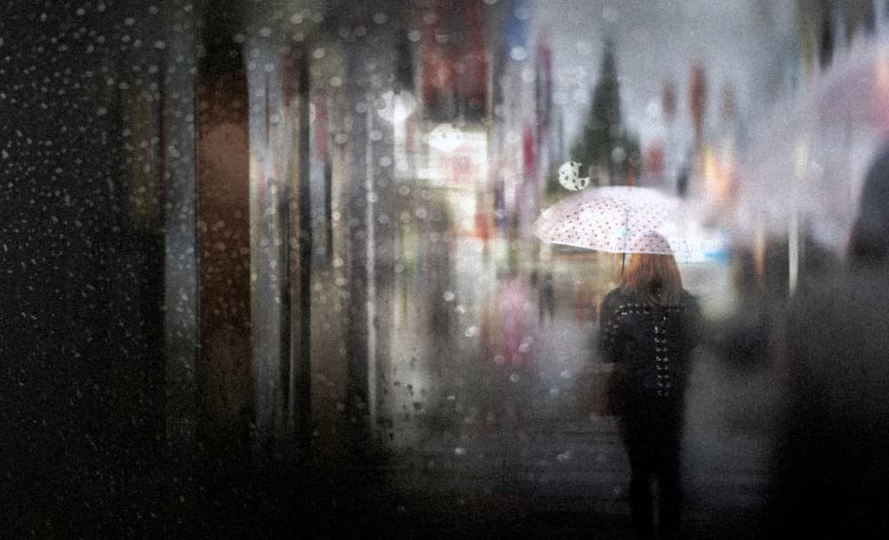 Walking in City Rain by Teruhiko Tsuchida — canvas wall art