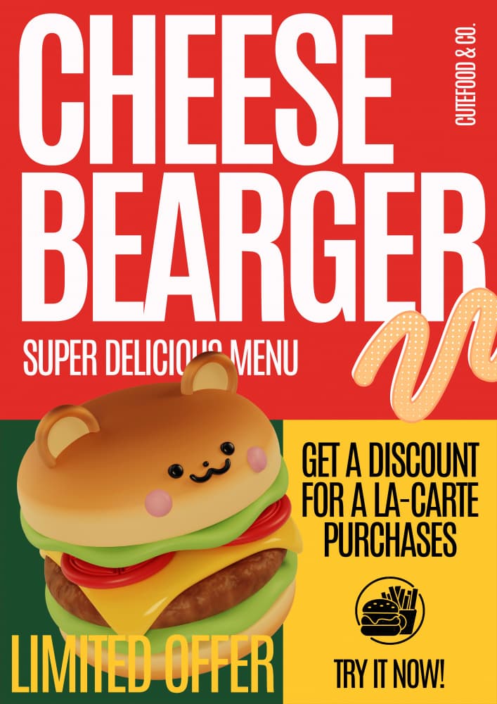 Cute Bear Burger by Julia Ramiro — canvas wall art