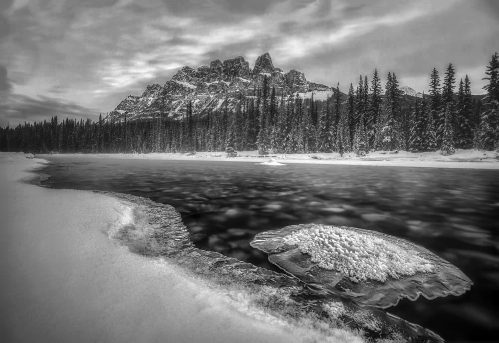 Snowy Mountain River by Leechee Z — canvas wall art