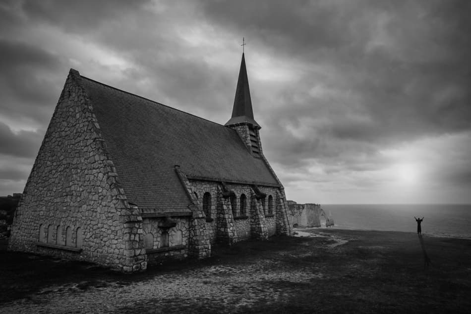 Dramatic Coastal Chapel by Jochen Bongaerts — canvas wall art