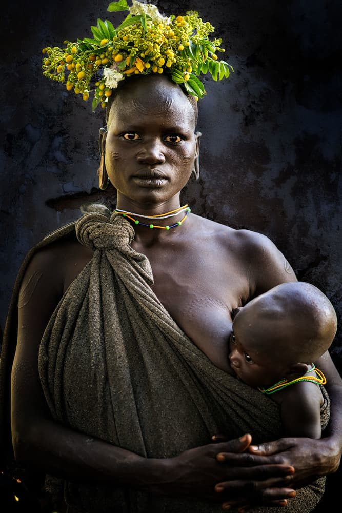 Adorned Mother And Child by Juanra Noriega — canvas wall art