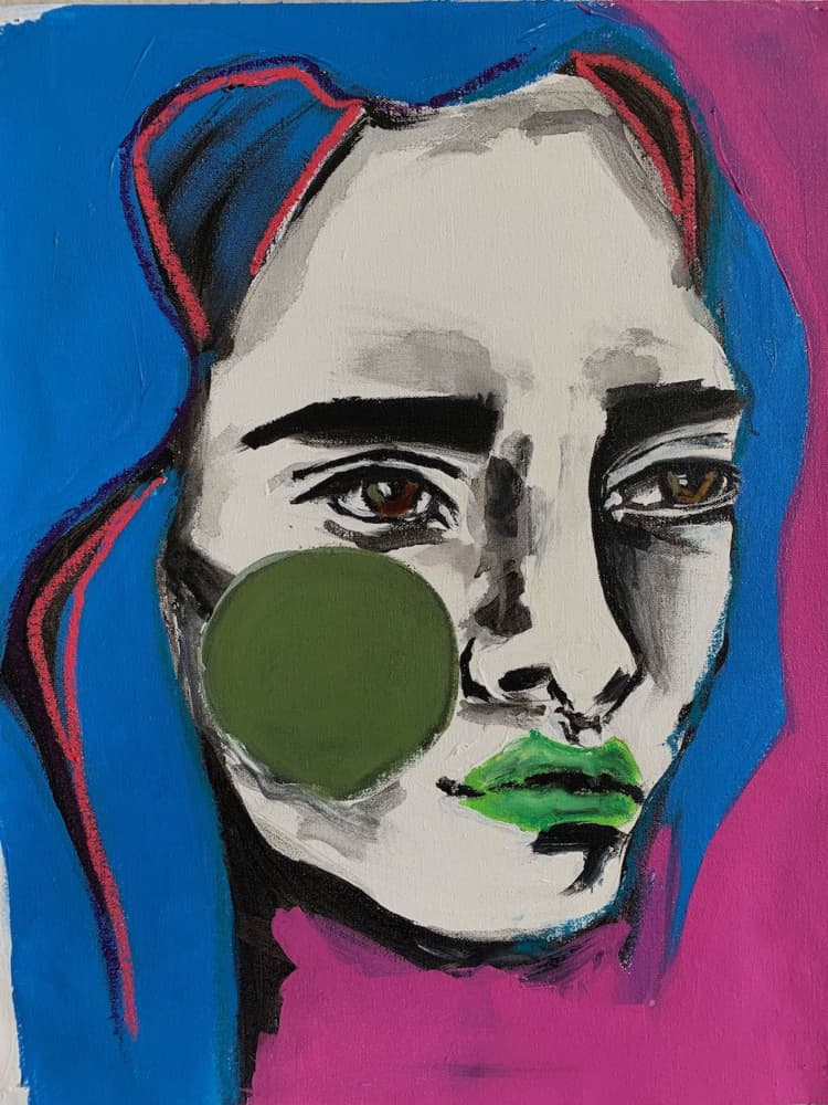 Vibrant Pop Art Face by Ana Sneeringer — canvas wall art