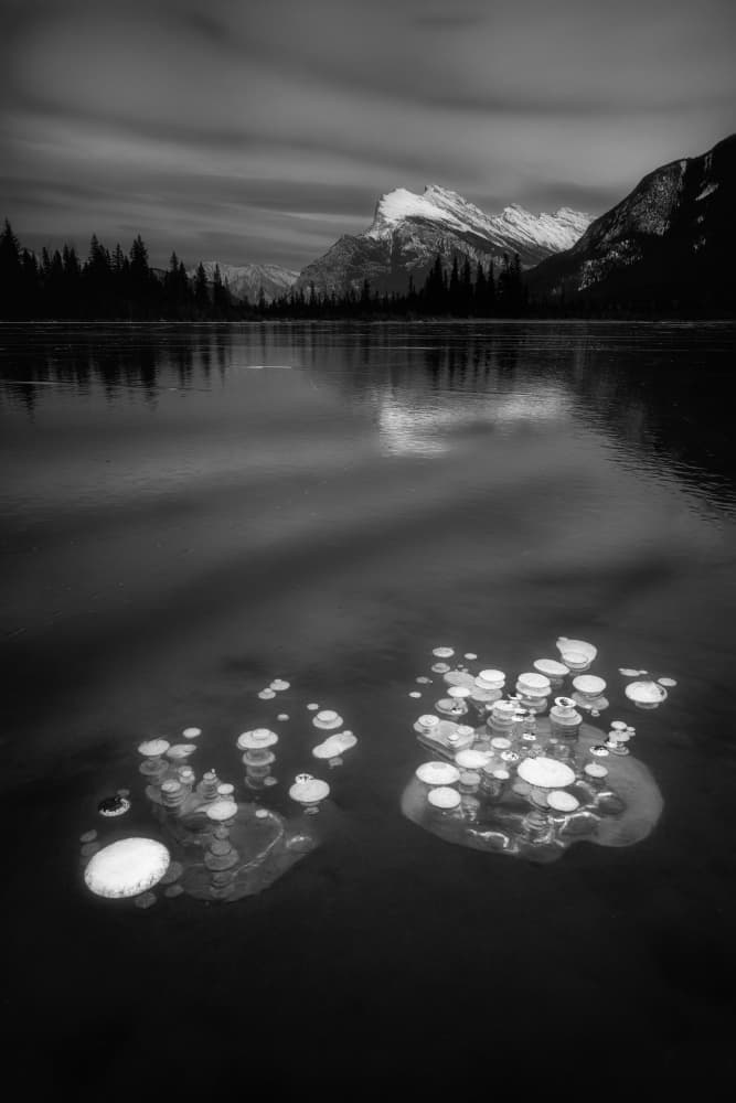 Frozen Bubble Lake by Jenny L. Zhang — canvas wall art
