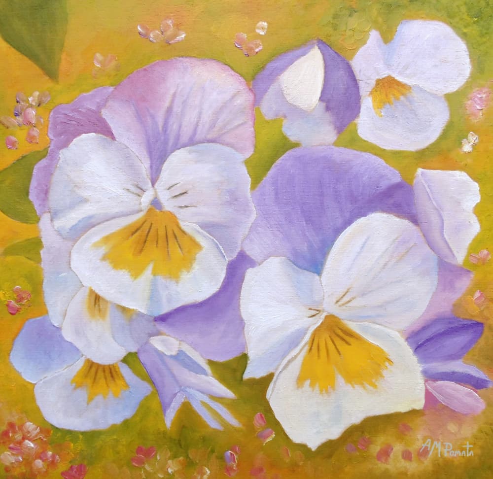 Vibrant Pansy Garden by Angeles M. Pomata — canvas wall art