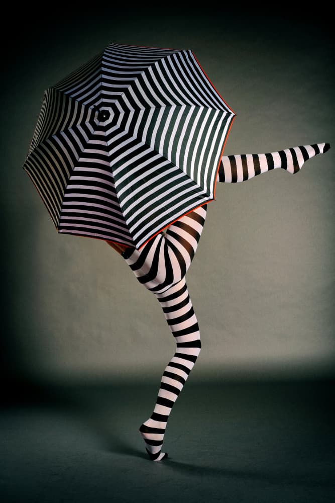 Striped Umbrella Dance by Erhard Batzdorf — canvas wall art