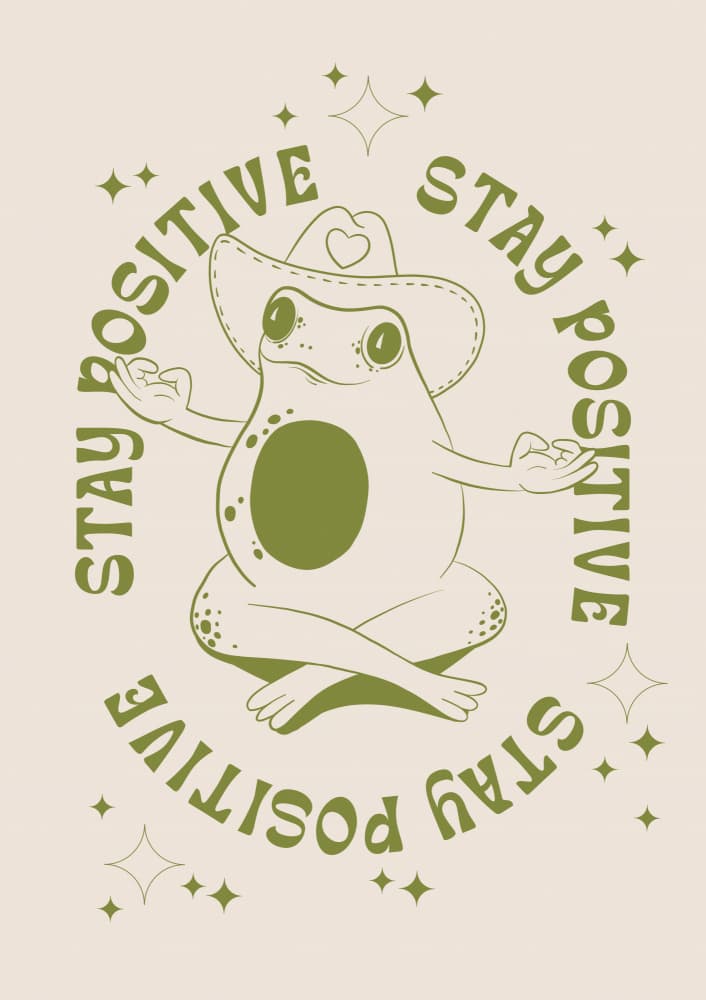 Stay Positive Yoga Frog by Alina Shulhouskaya — canvas wall art