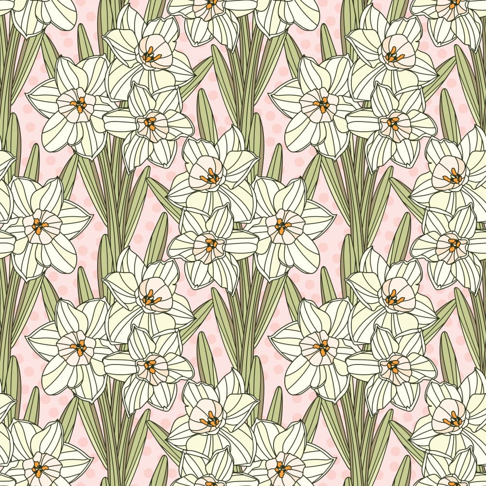 Delicate Daffodil Pattern by Olena Kovalova — canvas wall art
