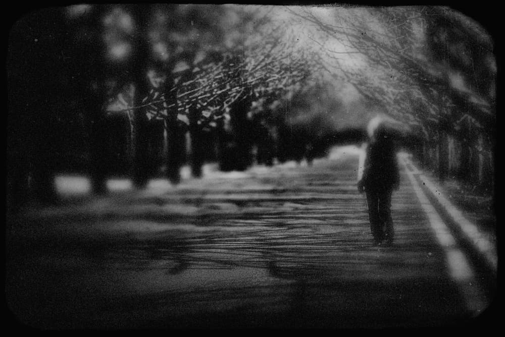 Solitary Walk Dark Street by Teruhiko Tsuchida — canvas wall art