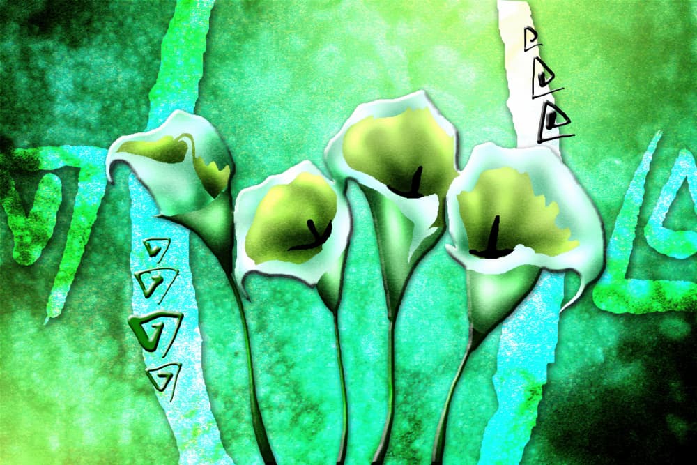 Abstract Green Calla Lilies by Rafal Kulik — canvas wall art