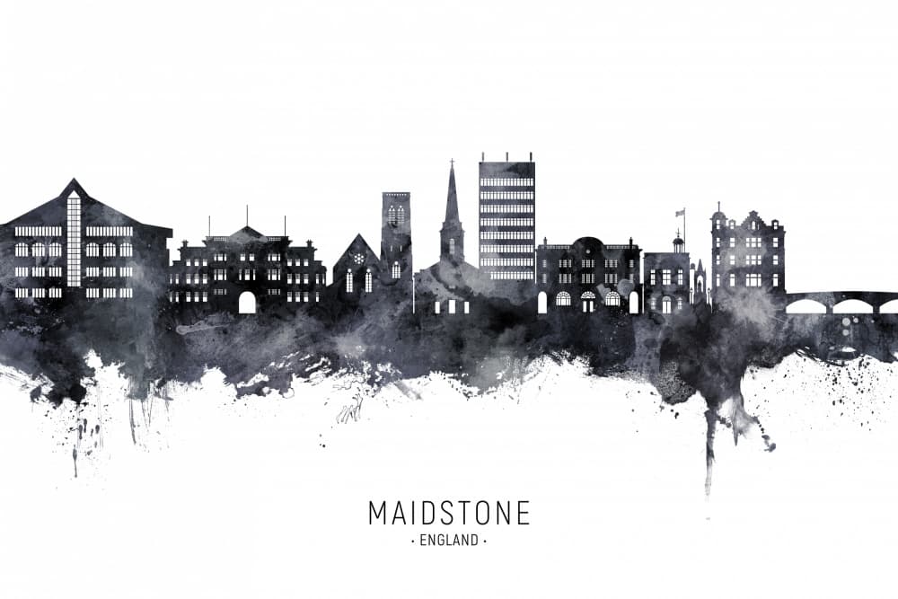Maidstone England Skyline by Michael Tompsett — canvas wall art