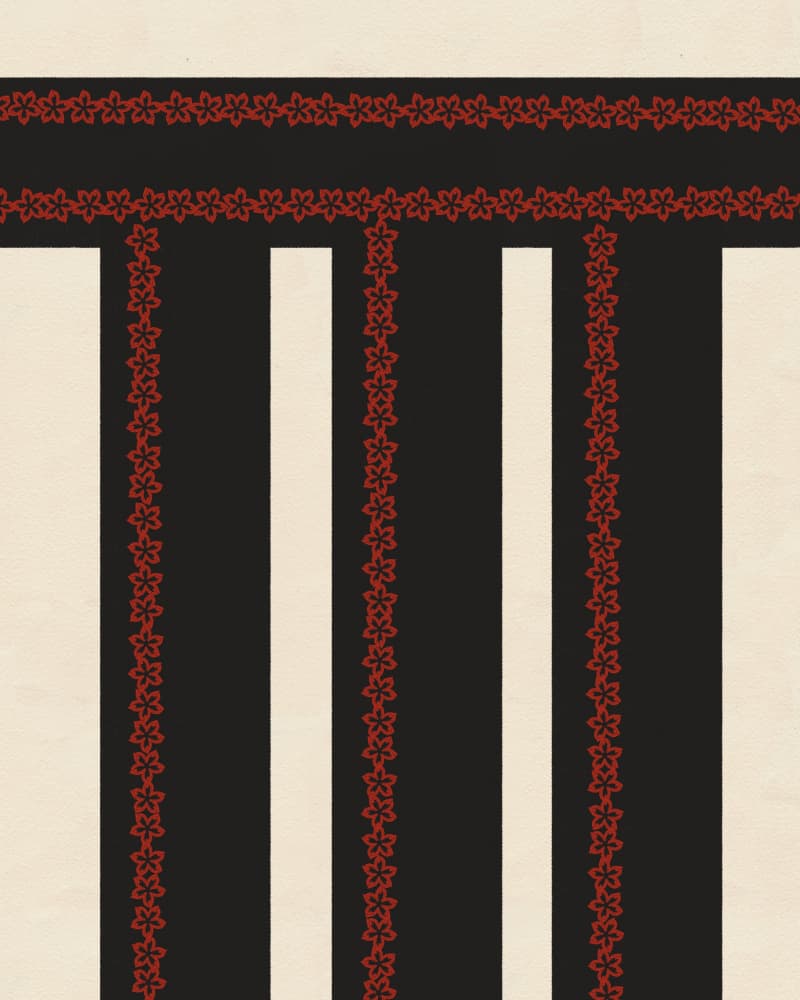 Black Red Floral Stripes by Deepthi s — canvas wall art