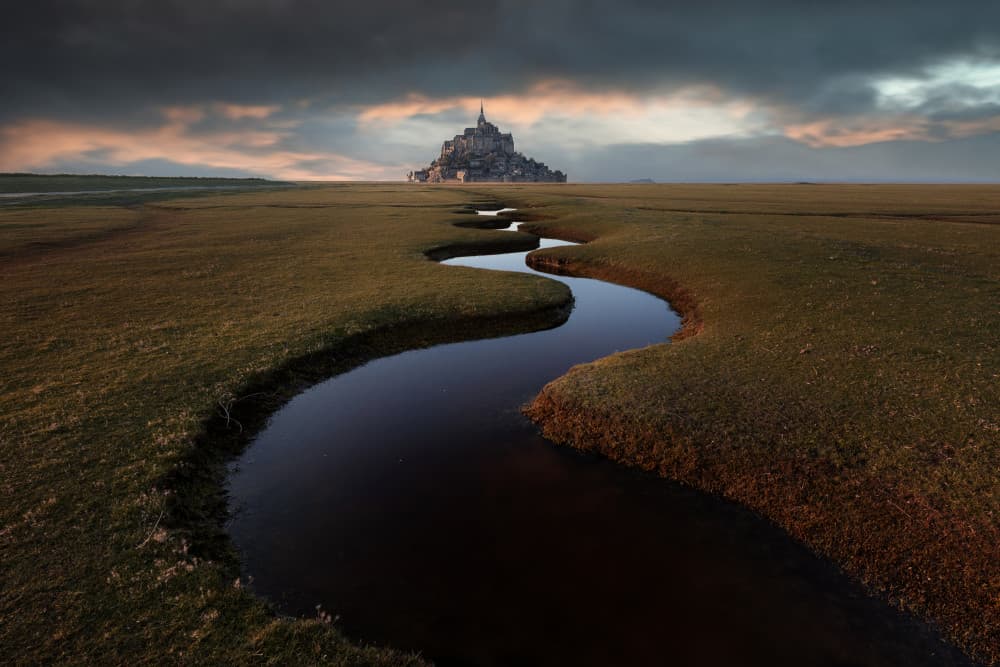 Dramatic Mont Saint-Michel River by Benoît Thierard — canvas wall art