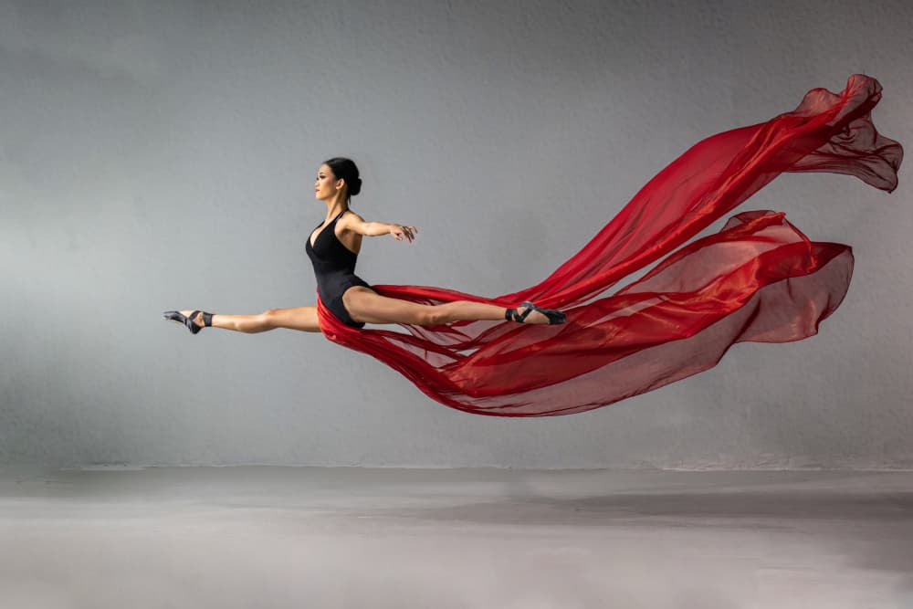 Graceful Dancer Red Silk by Prijasambada — canvas wall art