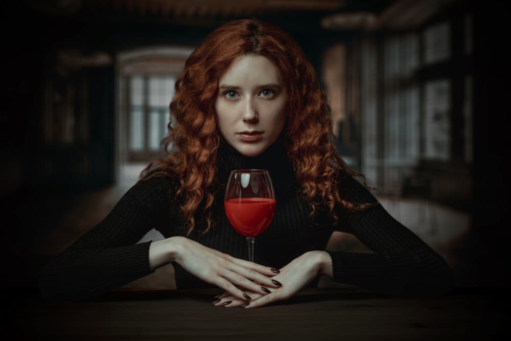 Mysterious Redhead Woman by Alex Ovex — canvas wall art