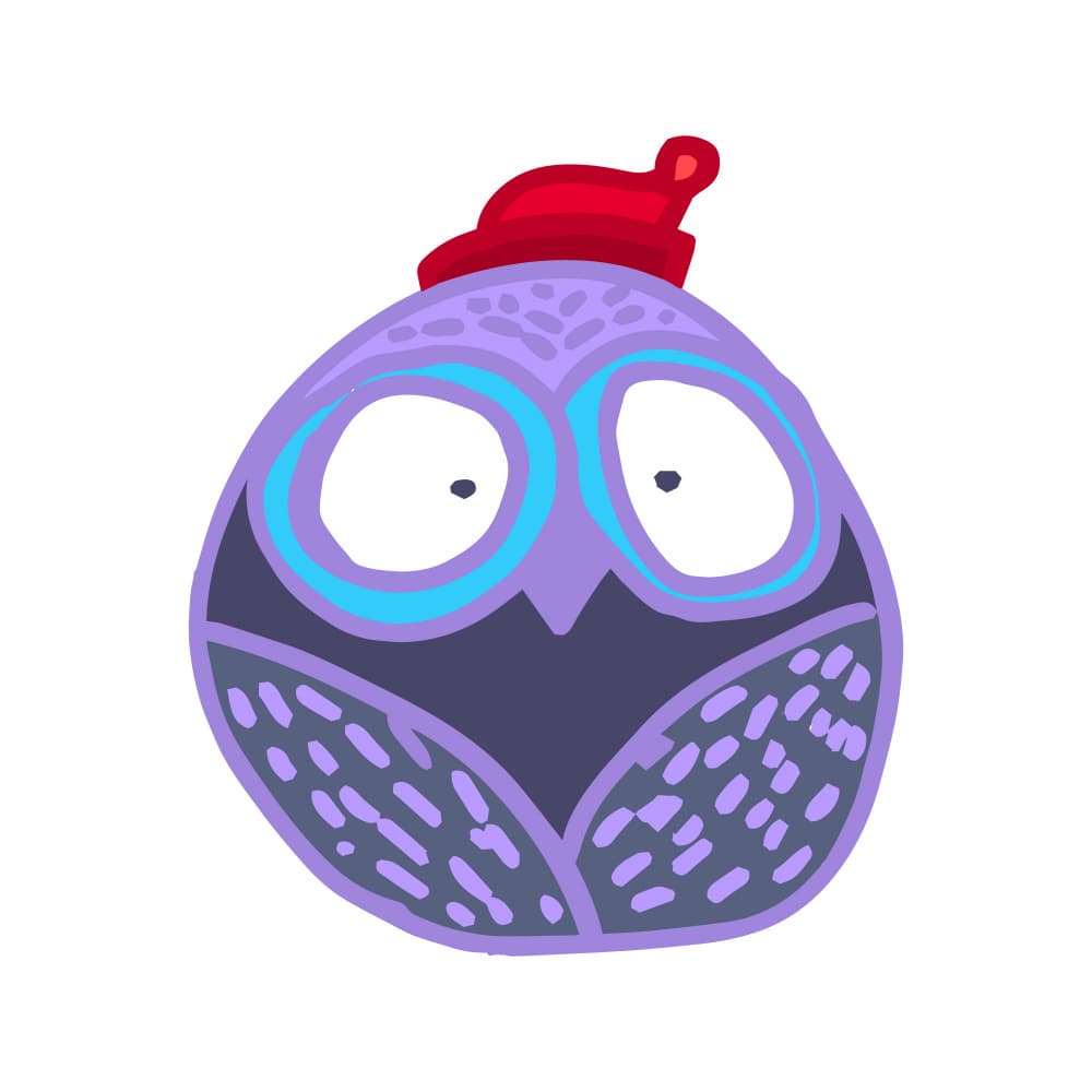 Cute Purple Winter Owl by Marika Barsrsind — canvas wall art