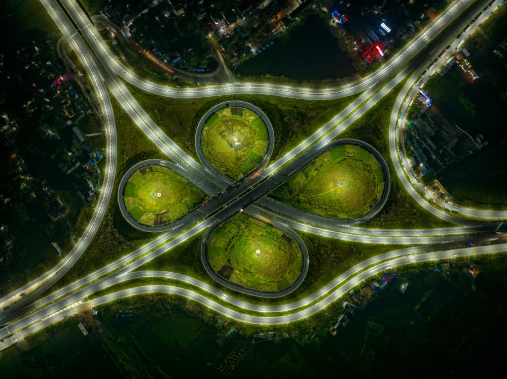 Modern Night Highway View by Azim Khan Ronnie — canvas wall art