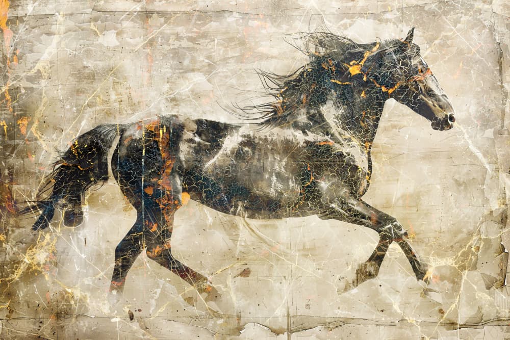 Golden Running Horse by Rafal Kulik — canvas wall art