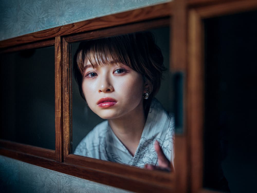Japanese Woman Window Gaze by Yuzo Fujii — canvas wall art