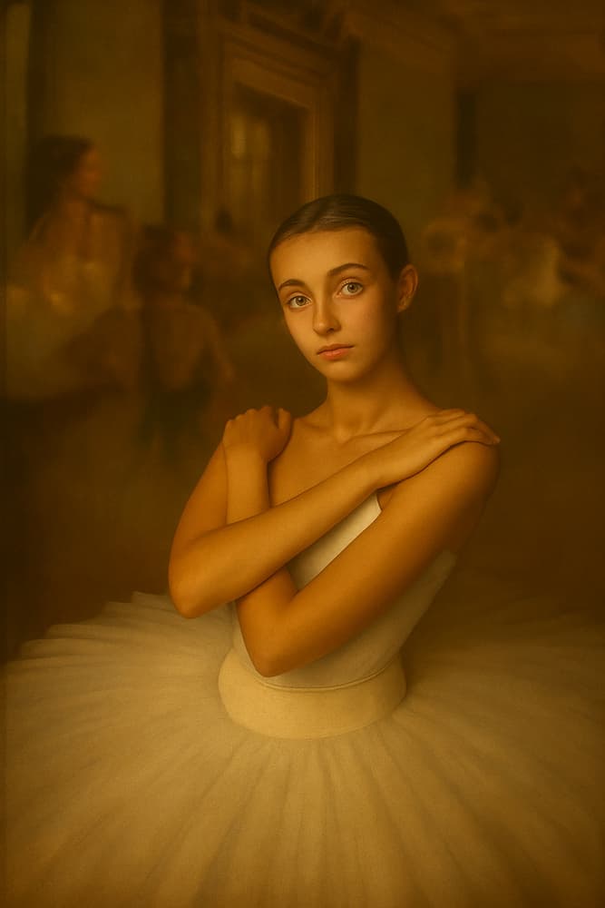 Elegant Ballerina Portrait by Ionel Onofras — canvas wall art