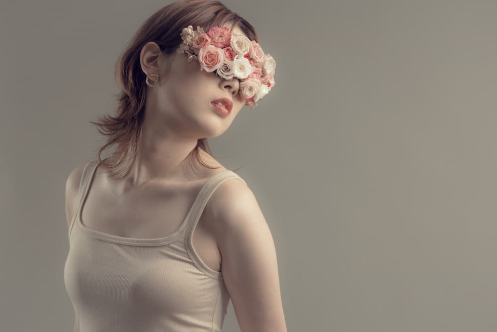 Enigmatic Woman with Flowers by Suguru Sumimoto — canvas wall art