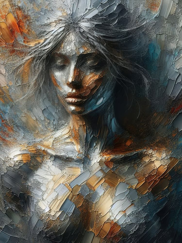 Serene Golden Woman by Miguel Bruzual — canvas wall art