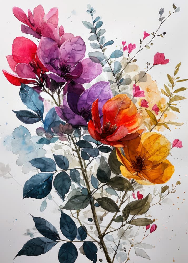 Vibrant Watercolor Blooms by Justyna Jaszke — canvas wall art