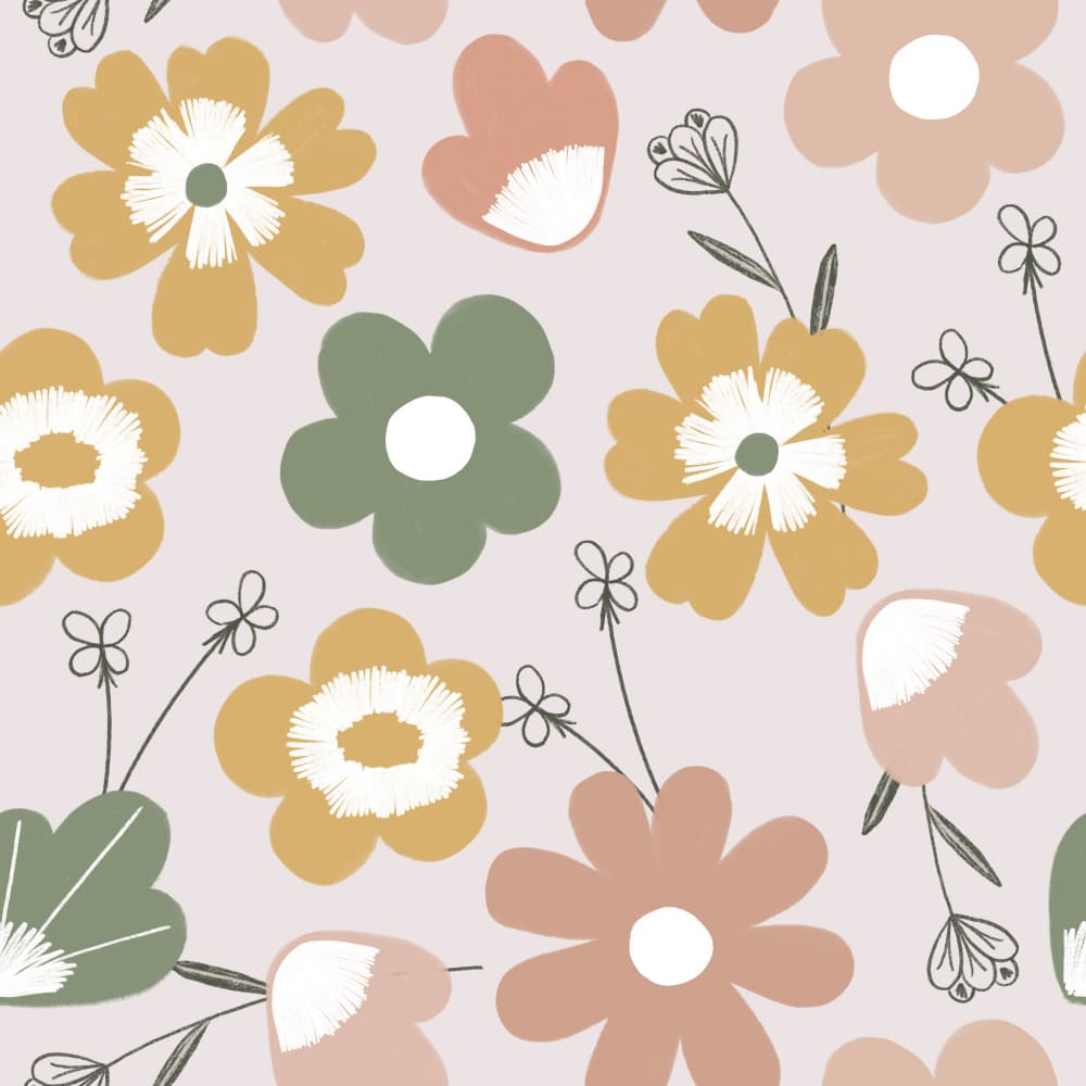 Earthy Pastel Blooms by Menina Lisboa — canvas wall art