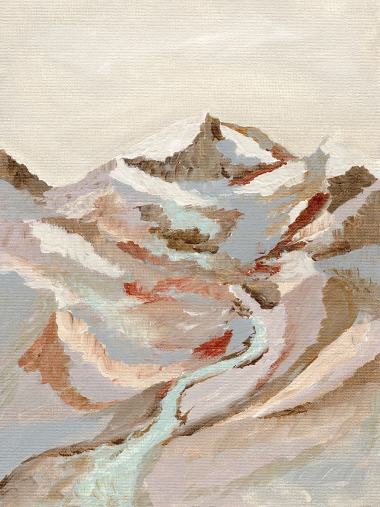 Painted Mountain River by Nikita Jariwala — canvas wall art