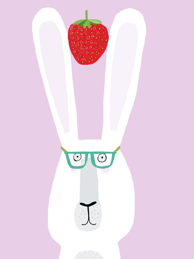 Smart Rabbit Strawberry by Carla Daly — canvas wall art