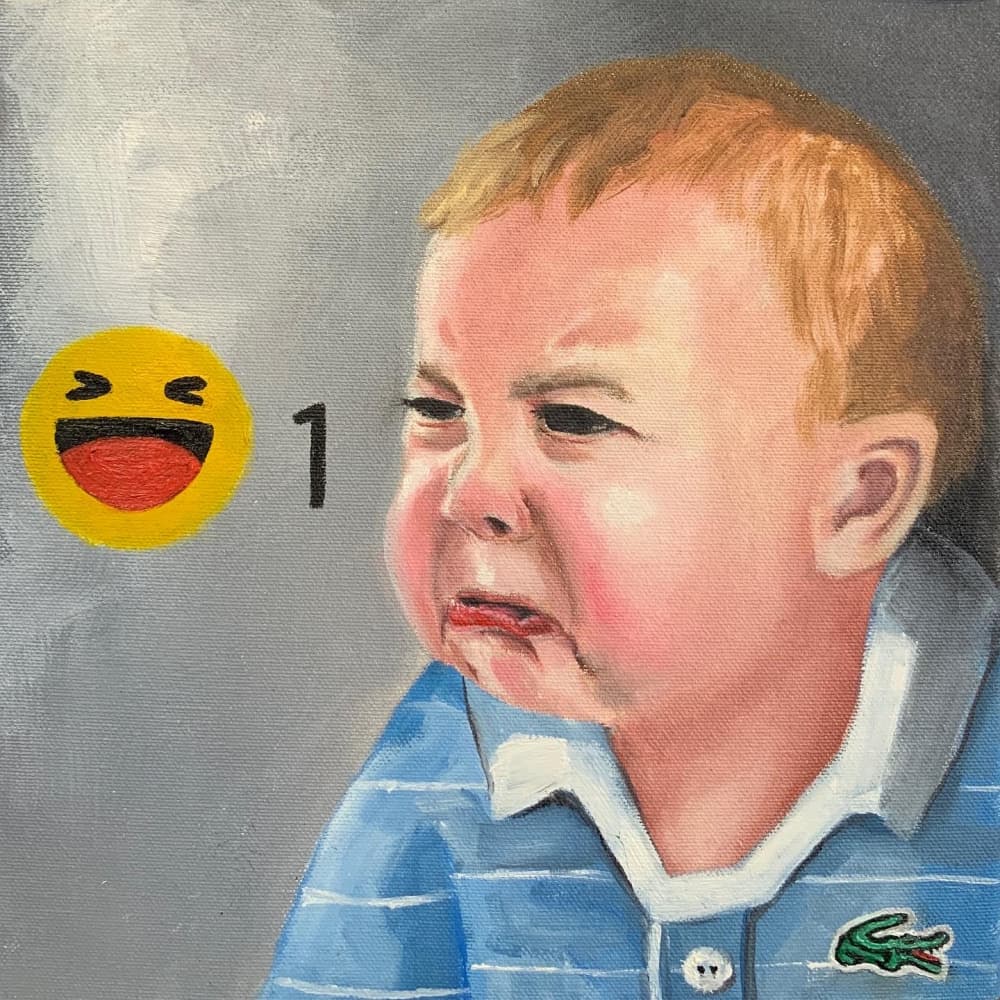 Crying Baby Laughing Emoji by Gabriel Grecco — canvas wall art