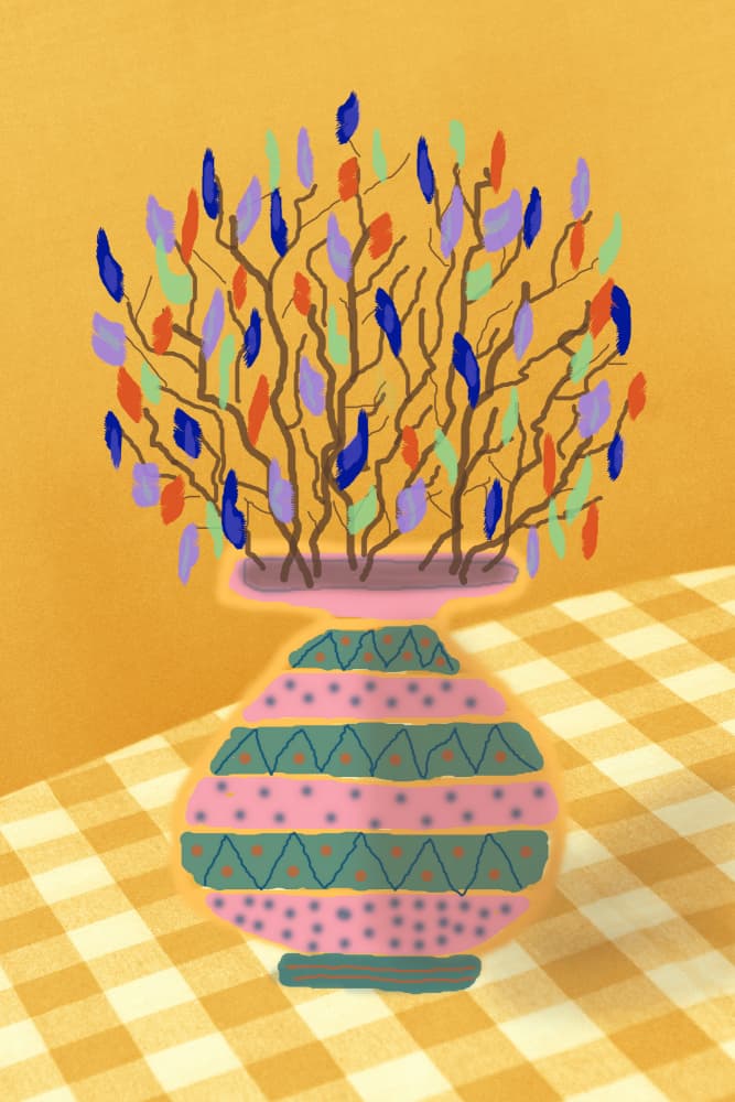 Cheerful Patterned Vase by Christina Sillen — canvas wall art