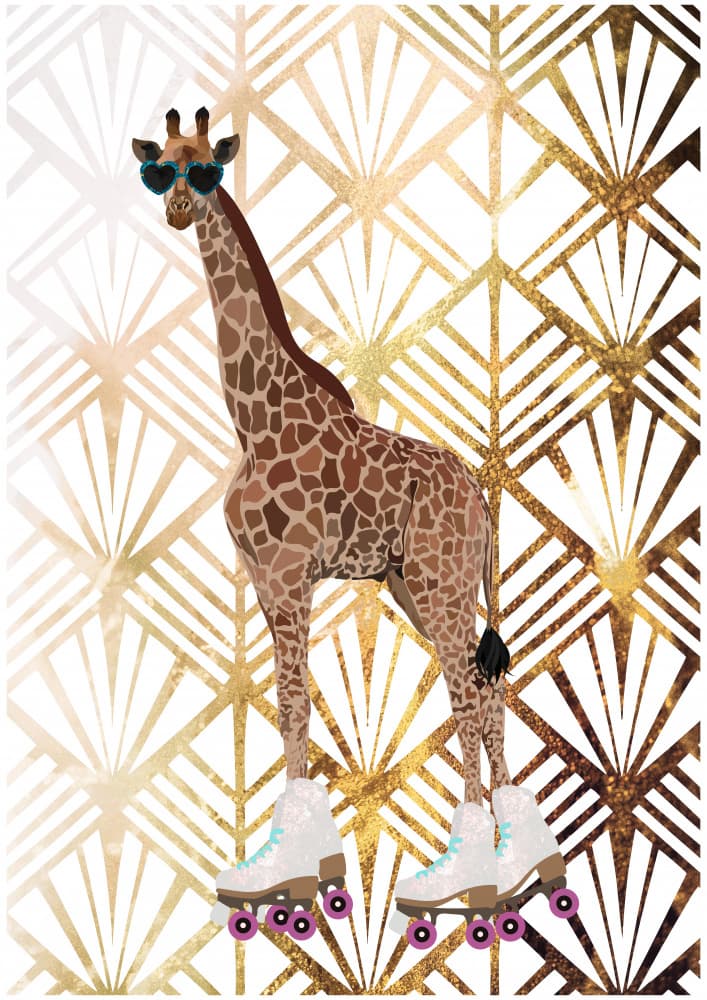 Stylish Roller Giraffe by Sarah Manovski — canvas wall art