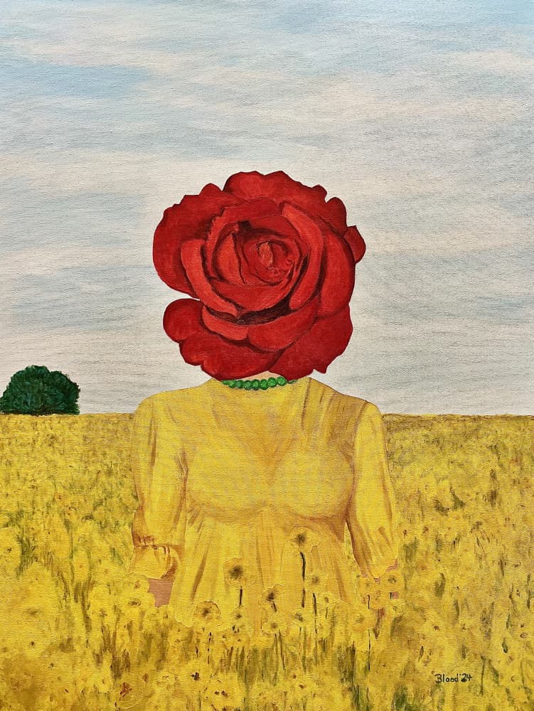 Rose Head Yellow Field by Tom Blood — canvas wall art