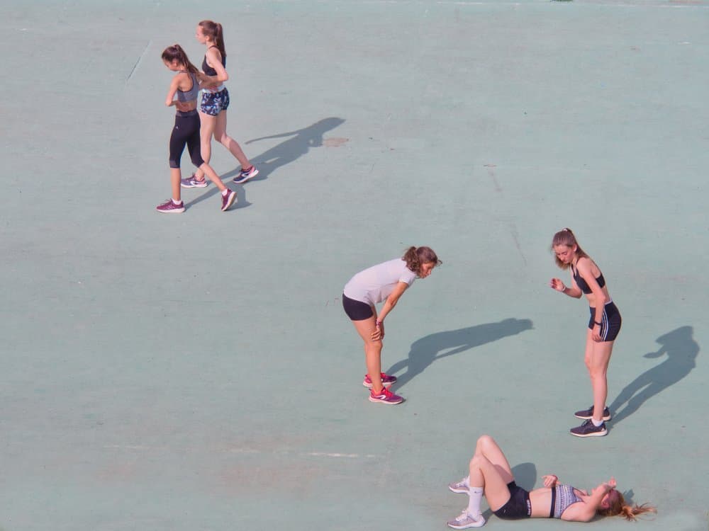 Outdoor Fitness Friends by Nicolae  Stefanel Rusu — canvas wall art