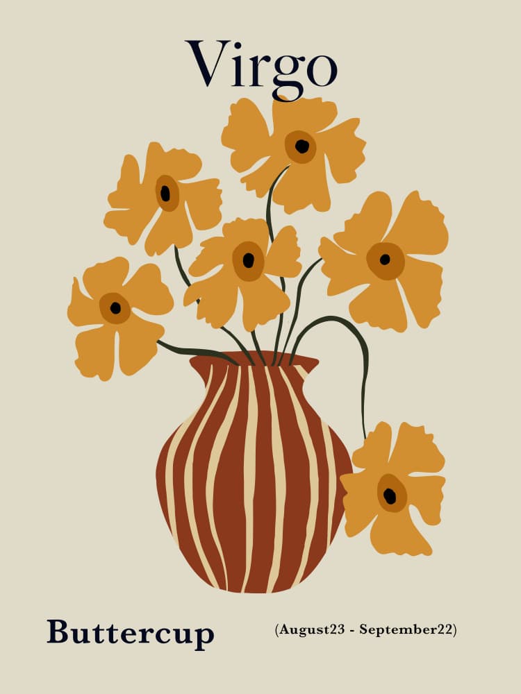 Virgo Buttercup Flowers by Miho Art Studio — canvas wall art