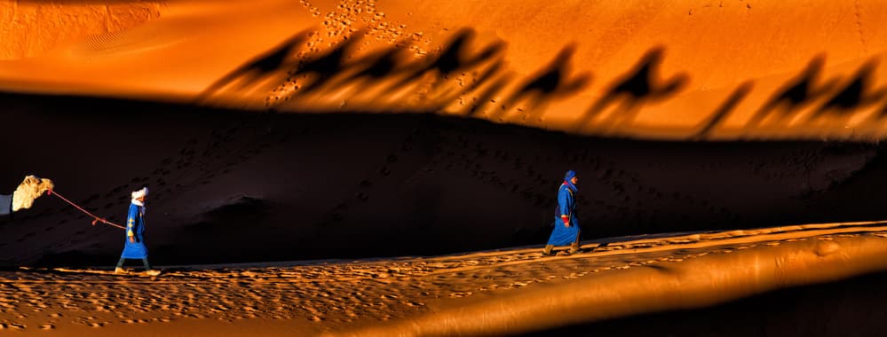 Desert Caravan Shadows by Giovanni Cavalli — canvas wall art