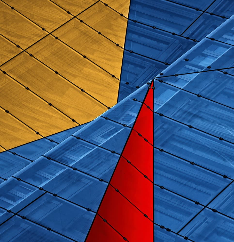 Vibrant Geometric Facade by Tomasz Buczkowski ( Tomush ) — canvas wall art