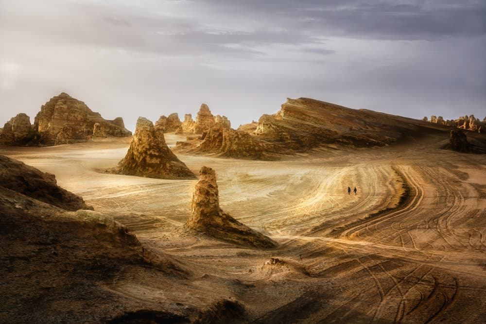 Distant Figures Desert Landscape by Yuan Cui — canvas wall art