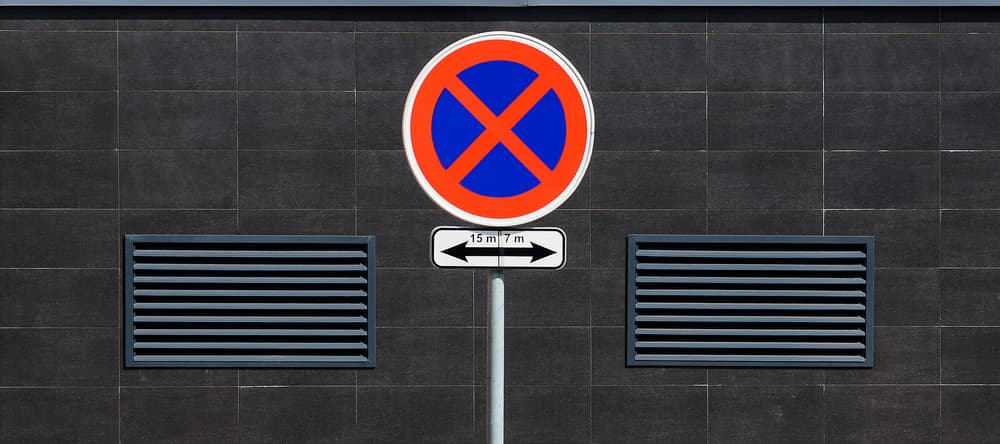 Modern No Stopping Sign by Karol Važan — canvas wall art