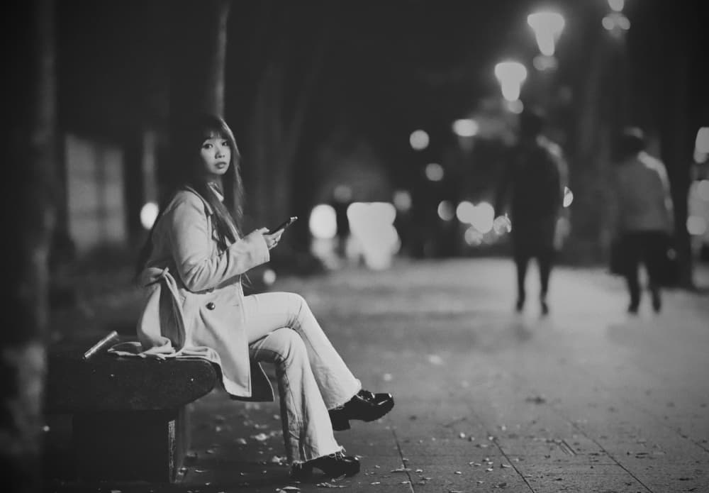 Urban Night Pensive Woman by Blue_Rose — canvas wall art