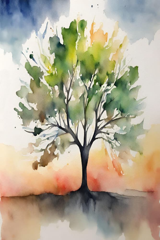 Watercolor Tree Reflection by Sally Ann Moss — canvas wall art